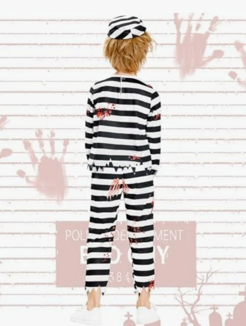 Kids Black Zombie Prisoner Costume Size 4-6